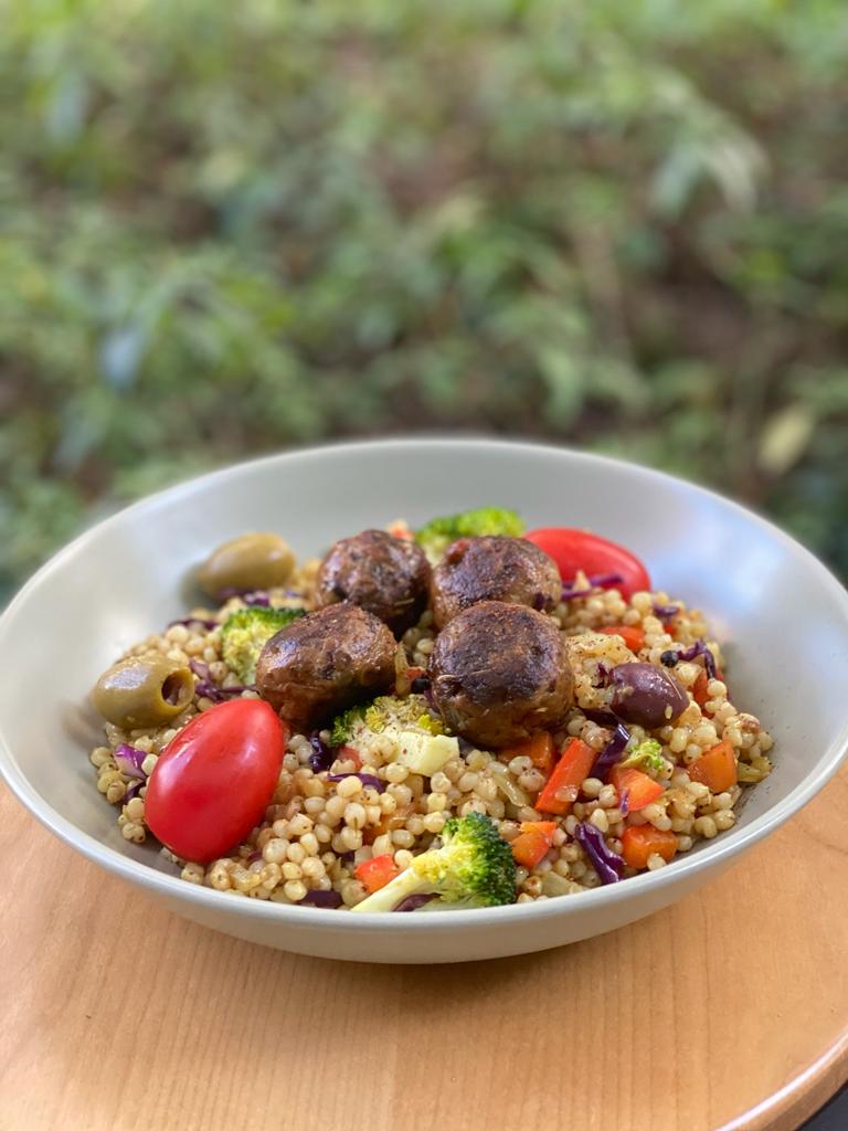 Sorghum Grain Pilaf with Tempeh “Meat”Balls